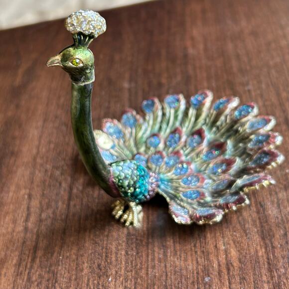 Peacock Ring Holder Jewelry Dish Trinket Tray metal - Picture 1 of 9